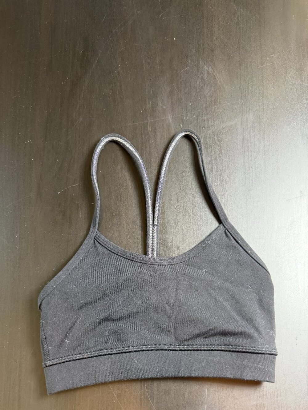 Lululemon Flow Y bra with a mesh back and racerback straps Size 4 Black